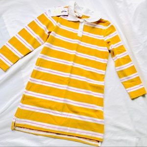 Girls Gold & Pink Stripped Collard Dress